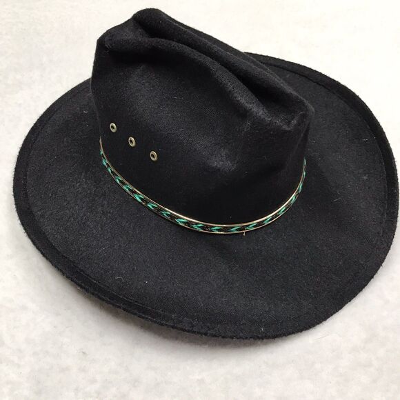 WESTERN EXPRESS Felt Stetson Hat Men 7 Cowboy Westworld Man in Black Gold Trim - Picture 2 of 14